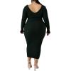 imageWomens Plus Size Sexy Stretchable Long Sleeve Maxi Sweater Off Shoulder Knit Slim Fit DressGreen