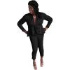 image2 Piece Sets for Women Cubwear Long Sleeve V Neck Peplum Ruffle Raw Hem Pullover Tops Bodycon Long Pants Sets Tracksuit Black 2XL