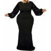 imageIyMoo Womens Sequin Long SleevePlus Size Bodycon Long Evening Party Maxi Dress Black 2XL
