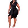 imageIyMoo Womens Sexy Plus Size Bodycon Sleeveless Drawstring Ruched Mini Club DressesBlack