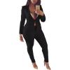 imageWomens 2 Piece Outfits Long Sleeve Suits Business Blazers with Pants Black XXLarge