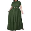 imageWomens Plus Size 2 Piece Dress Outfits Short Sleeve Bandage Wrap Empire Crop Tops and Skirt SetsGreen
