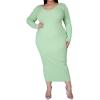 imageWomens Plus Size Sexy Stretchable Long Sleeve Maxi Sweater Off Shoulder Knit Slim Fit DressFruit Green
