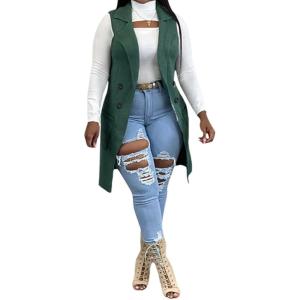 imageIyMoo Womens Casual Sleeveless Long Sweater Vest Open Front Knit Cardigan Waistcoat with PocketsGreen