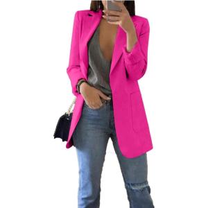 imageWomens Formal Open Front Blazer Jacket Rose Red Large