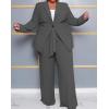 imageIyMoo Plus Size Suits for Women Business Open Front Long Sleeve Blazer Elastic Waist Solid Straight Leg Pant Set SuitsGray