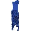 imageIyMoo Women Sexy Strapless Ruffle Bodycon Dress Solid Color Fringe Slim Party Cocktail Bandage DressesBlue