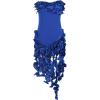 imageIyMoo Women Sexy Strapless Ruffle Bodycon Dress Solid Color Fringe Slim Party Cocktail Bandage DressesBlue