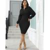 imageIyMoo Womens 2025 V Neck Ribbed Long Sleeve Bodycon Pullover Cute Mini Sweater DressBlack