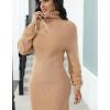 imageIyMoo Womens 2025 V Neck Ribbed Long Sleeve Bodycon Pullover Cute Mini Sweater DressDark Apricot