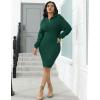 imageIyMoo Womens 2025 V Neck Ribbed Long Sleeve Bodycon Pullover Cute Mini Sweater DressDark Green