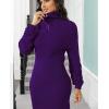 imageIyMoo Womens 2025 V Neck Ribbed Long Sleeve Bodycon Pullover Cute Mini Sweater DressPurple