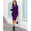 imageIyMoo Womens 2025 V Neck Ribbed Long Sleeve Bodycon Pullover Cute Mini Sweater DressPurple