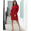 imageIyMoo Womens 2025 V Neck Ribbed Long Sleeve Bodycon Pullover Cute Mini Sweater DressRed