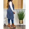 imageIyMoo Womens Casual Sleeveless Long Sweater Vest Open Front Knit Cardigan Waistcoat with PocketsBlue