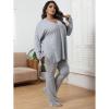 imageIyMoo Womens Plus Size Pants Suits Tracksuits 2 Piece Set Outfits Long Sleeve V Neck Slit Pullover Flare Leg LoungewearGray