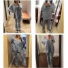 imageIyMoo Womens Plus Size Pants Suits Tracksuits 2 Piece Set Outfits Long Sleeve V Neck Slit Pullover Flare Leg LoungewearGray