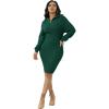imageIyMoo Womens 2025 V Neck Ribbed Long Sleeve Bodycon Pullover Cute Mini Sweater DressDark Green