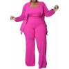 imageIyMoo Women Plus Size Pants Suits 3 Piece Set Long Sleeve Blazer Pants Suit Sets Dressy Business Casual Office Work OutfitsPink