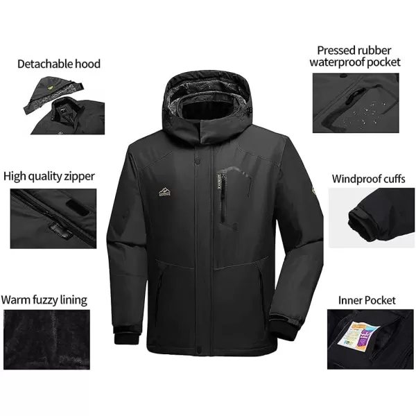 FANTURE Mens Mountain Waterproof Ski Jacket Windproof Rain Jacket