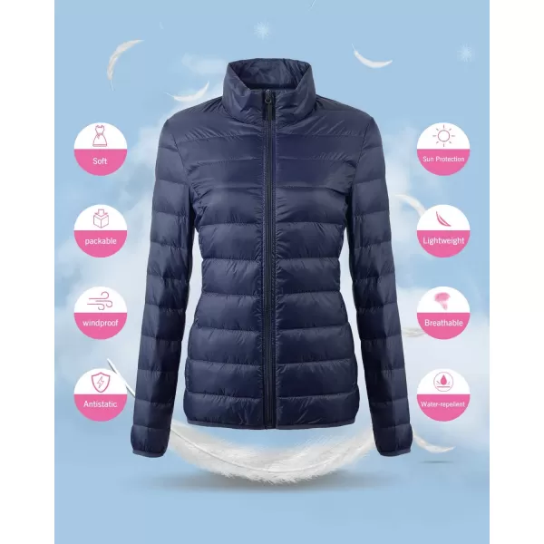 FANTURE Womens Packable Down Jacket Ultra Light Weight Short Puffer Coat with Travel Bag