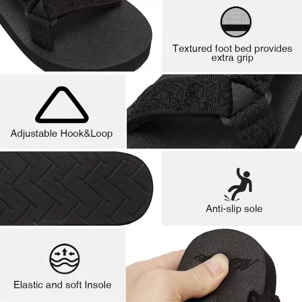 CIOR Womens Sport Sandals Hiking Sandals with Arch Support Yoga Mat Insole Outdoor Light Weight Water ShoesBalckthick Sole