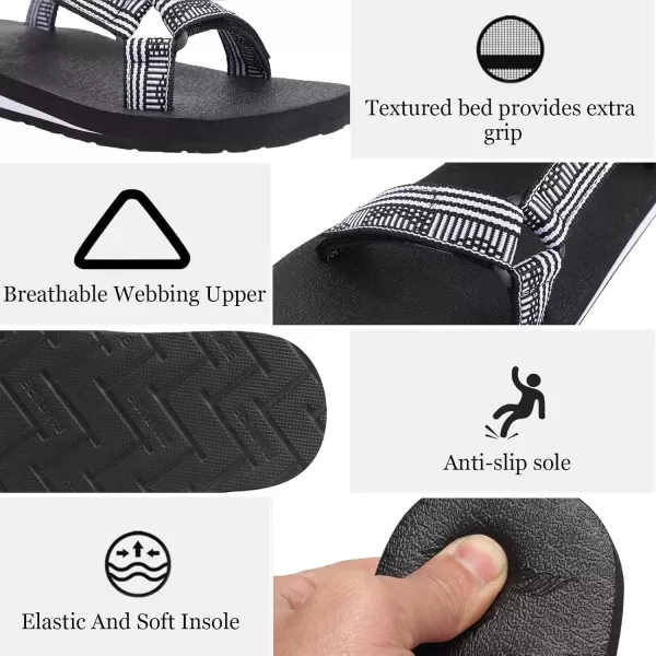 CIOR Womens Sport Sandals Hiking Sandals with Arch Support Yoga Mat Insole Outdoor Light Weight Water ShoesCblackwhite