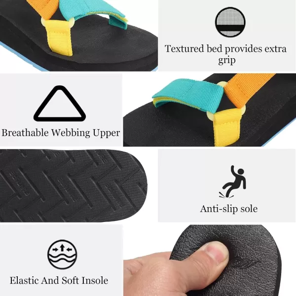 CIOR Womens Sport Sandals Hiking Sandals with Arch Support Yoga Mat Insole Outdoor Light Weight Water ShoesContrastcolorthick Sole