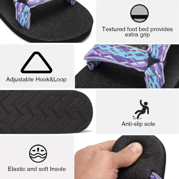 CIOR Womens Sport Sandals Hiking Sandals with Arch Support Yoga Mat Insole Outdoor Light Weight Water ShoesLight Purple