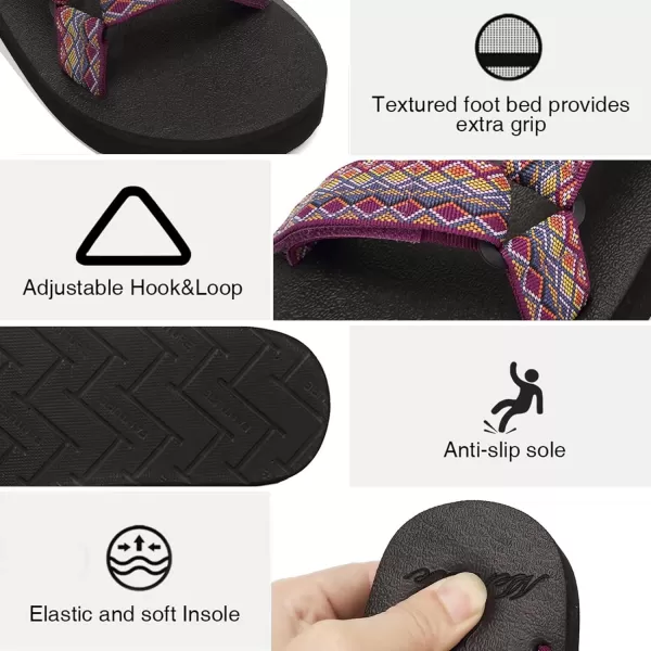 CIOR Womens Sport Sandals Hiking Sandals with Arch Support Yoga Mat Insole Outdoor Light Weight Water ShoesPurplethick Sole