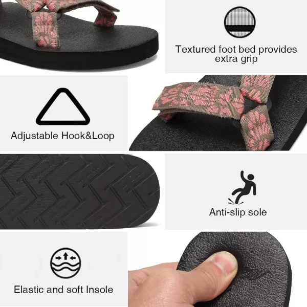 CIOR Womens Sport Sandals Hiking Sandals with Arch Support Yoga Mat Insole Outdoor Light Weight Water ShoesSakura