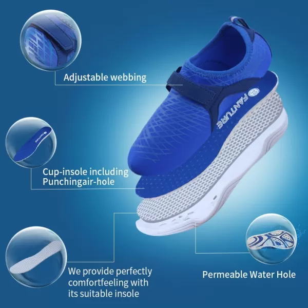 FANTURE Girls amp Boys Water Shoes Lightweight Comfort Sole Easy Walking Athletic Slip on Aqua SockToddlerLittle KidBig Kid2dblue