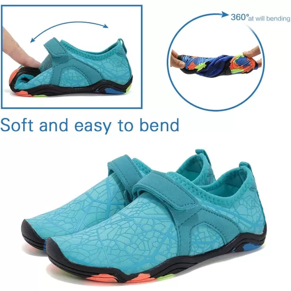 FANTURE Girls amp Boys Water Shoes Lightweight Comfort Sole Easy Walking Athletic Slip on Aqua SockToddlerLittle KidBig Kid2wblue