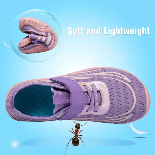 FANTURE Girls amp Boys Water Shoes Lightweight Comfort Sole Easy Walking Athletic Slip on Aqua SockToddlerLittle KidBig Kid565purplepink