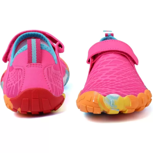 FANTURE Girls amp Boys Water Shoes Lightweight Comfort Sole Easy Walking Athletic Slip on Aqua SockToddlerLittle KidBig Kid625rosered