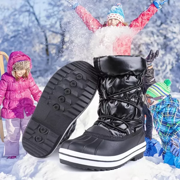 FANTURE Kids Snow Boots Boys Girls Waterproof Outdoor Winter Boots with Warm Fur Lined ToddlerLittle Kid579cblack