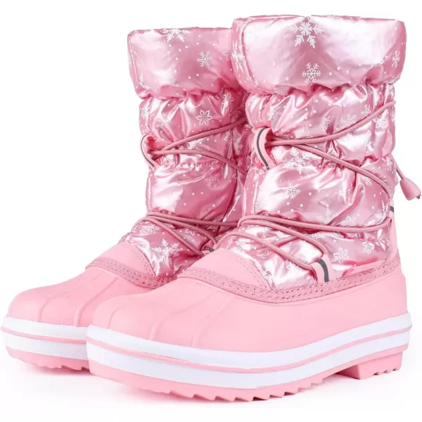 FANTURE Kids Snow Boots Boys Girls Waterproof Outdoor Winter Boots with Warm Fur Lined ToddlerLittle Kid579pink