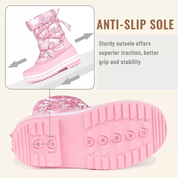 FANTURE Kids Snow Boots Boys Girls Waterproof Outdoor Winter Boots with Warm Fur Lined ToddlerLittle Kid579pink