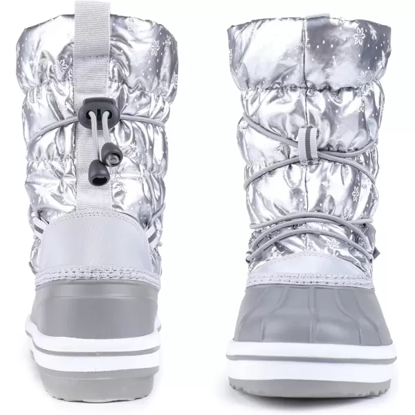 FANTURE Kids Snow Boots Boys Girls Waterproof Outdoor Winter Boots with Warm Fur Lined ToddlerLittle Kid579silver