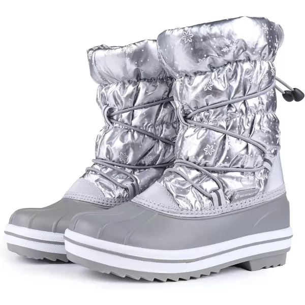 FANTURE Kids Snow Boots Boys Girls Waterproof Outdoor Winter Boots with Warm Fur Lined ToddlerLittle Kid579silver