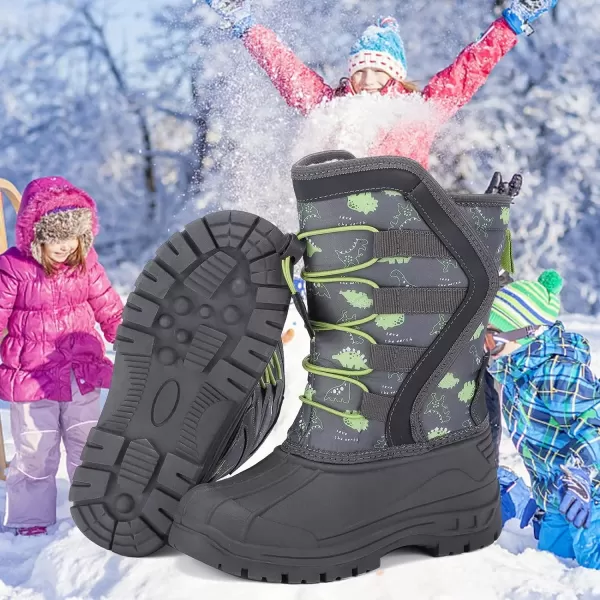 FANTURE Kids Snow Boots Boys Girls Waterproof Outdoor Winter Boots with Warm Fur Lined ToddlerLittle Kid581bgraygreen