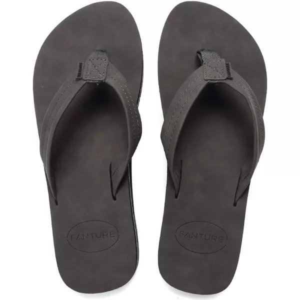 FANTURE Mens Sandals Arch Support Flip Flops with Wide Strap Orthotic Comfort Walk Thong Style Casual Slipper Indoor and OutdoorDark Gray