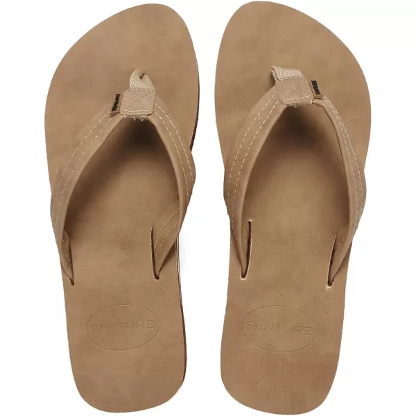 FANTURE Mens Sandals Arch Support Flip Flops with Wide Strap Orthotic Comfort Walk Thong Style Casual Slipper Indoor and OutdoorOlight Brown