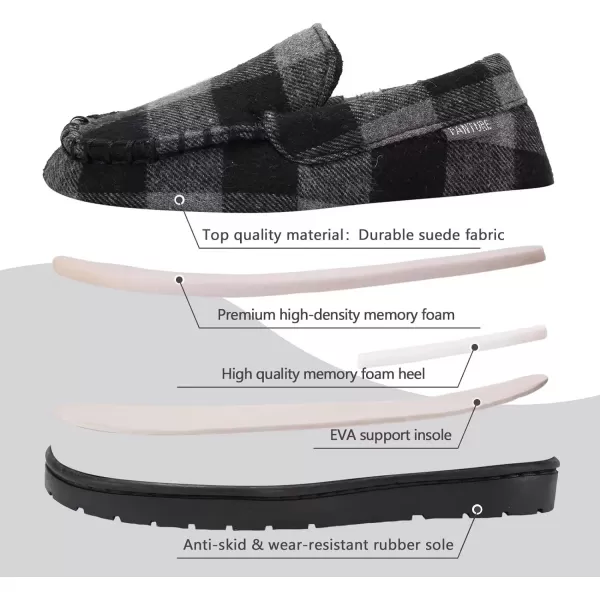 FANTURE Toddler Kids House Shoes Slippers with Memory Foam Fuzzy and Warm Cozy Comfort Fleece Clog Slip On Sole Protection for Boys Girls Indoor OutdoorS Grey Buffalo Plaid