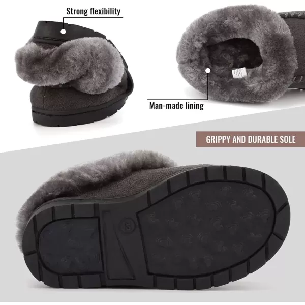 FANTURE Toddler Kids House Shoes Slippers with Memory Foam Fuzzy and Warm Cozy Comfort Fleece Clog Slip On Sole Protection for Boys Girls Indoor OutdoorHgrey