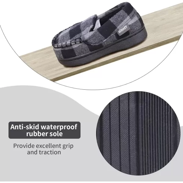 FANTURE Toddler Kids House Shoes Slippers with Memory Foam Fuzzy and Warm Cozy Comfort Fleece Clog Slip On Sole Protection for Boys Girls Indoor OutdoorGrey Plaid