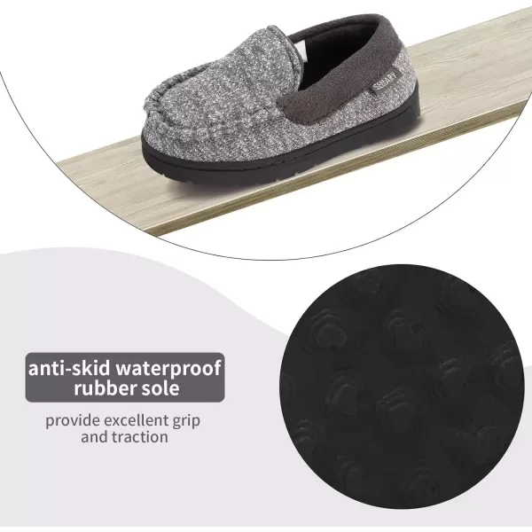 FANTURE Toddler Kids House Shoes Slippers with Memory Foam Fuzzy and Warm Cozy Comfort Fleece Clog Slip On Sole Protection for Boys Girls Indoor OutdoorSgrey Knit