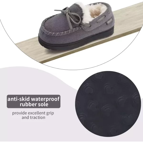 FANTURE Toddler Kids House Shoes Slippers with Memory Foam Fuzzy and Warm Cozy Comfort Fleece Clog Slip On Sole Protection for Boys Girls Indoor OutdoorDgray