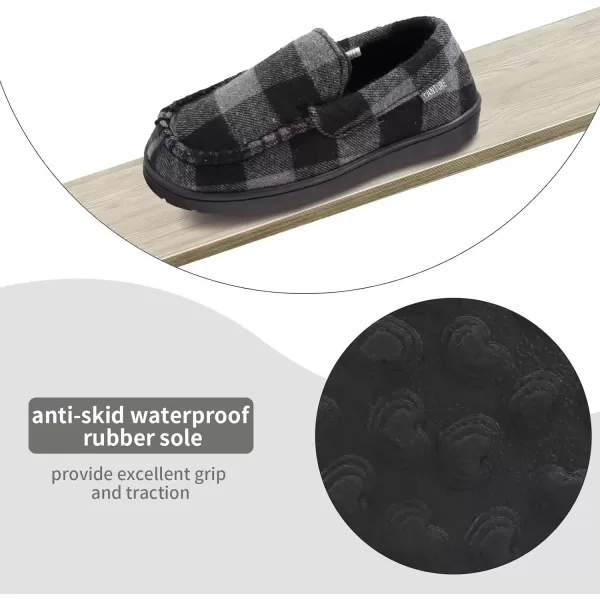 FANTURE Toddler Kids House Shoes Slippers with Memory Foam Fuzzy and Warm Cozy Comfort Fleece Clog Slip On Sole Protection for Boys Girls Indoor OutdoorS Grey Buffalo Plaid