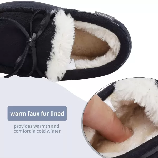 FANTURE Toddler Kids House Shoes Slippers with Memory Foam Fuzzy and Warm Cozy Comfort Fleece Clog Slip On Sole Protection for Boys Girls Indoor OutdoorDblack